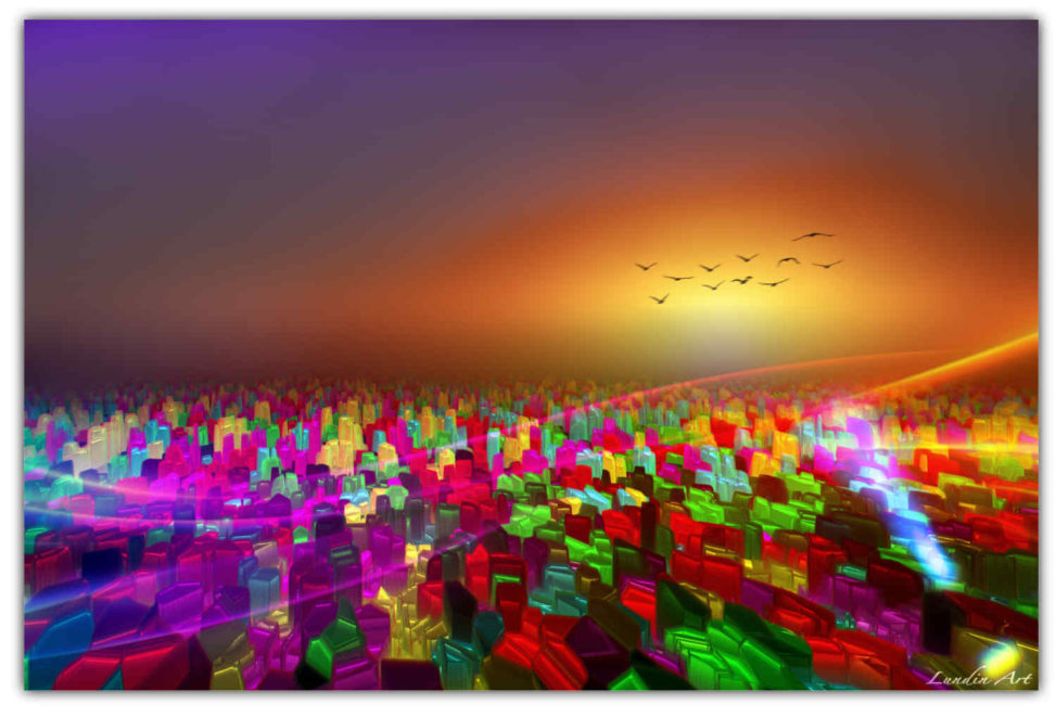 Digital Art/ArtWork/Painting/Kunst/Maleri/Sunset in Crystal World - Jens Lundin Art