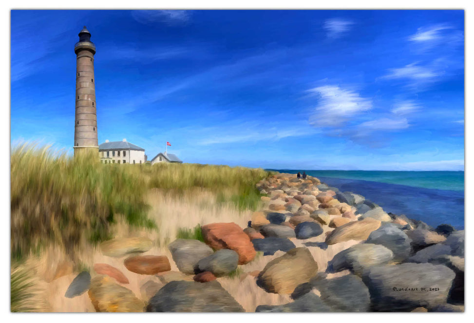Digital Art,ArtWork,Painting,Kunst,Maleri,The grey lighthouse,Det Grå fyr,Jens Lundin Art