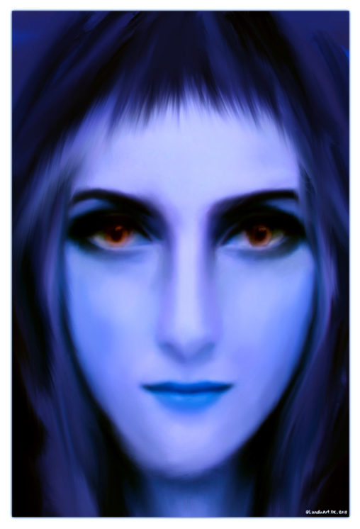 Digital Art,ArtWork,Painting,Kunst,Maleri,Blue Girl,Blå pige,Jens Lundin Art